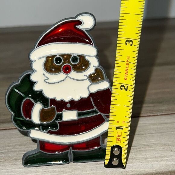 Christmas Santa Holiday Night Light Cover Stained Glass Style Clip On - Picture 3 of 8
